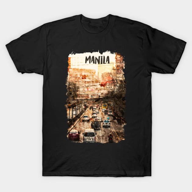 Manila Philippines city watercolor T-Shirt by NeedsFulfilled